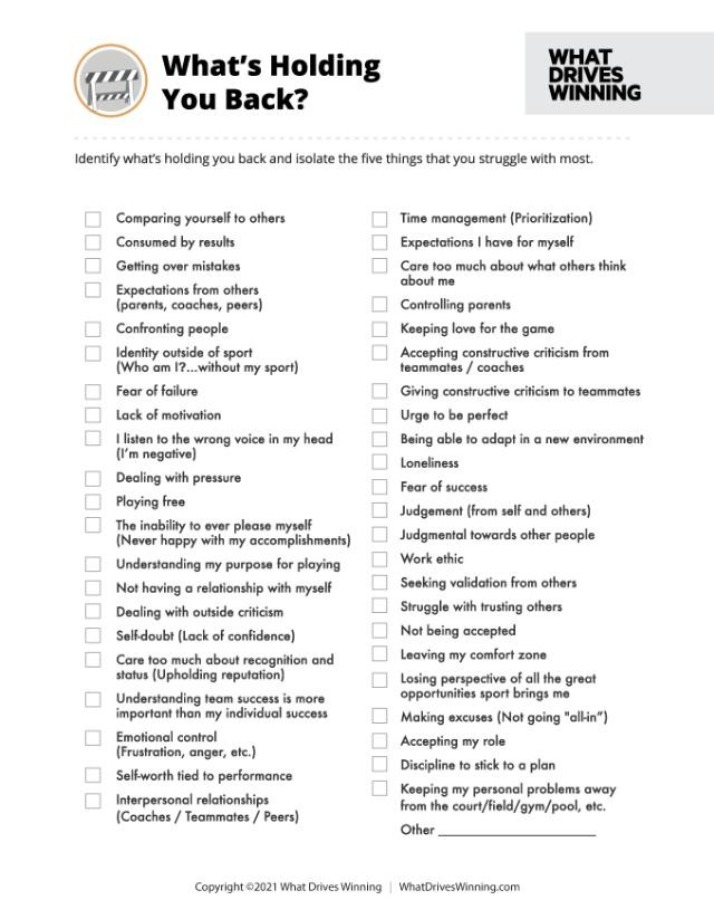 Worksheet on What's Holding You Back