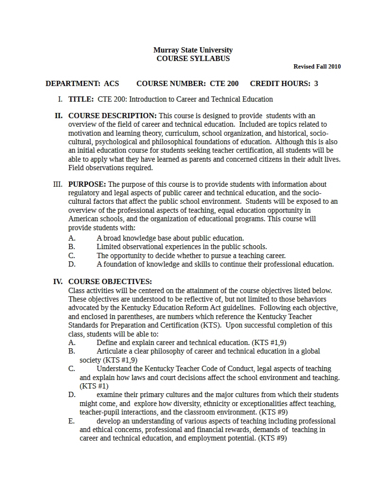 Syllabus - 7 Pages