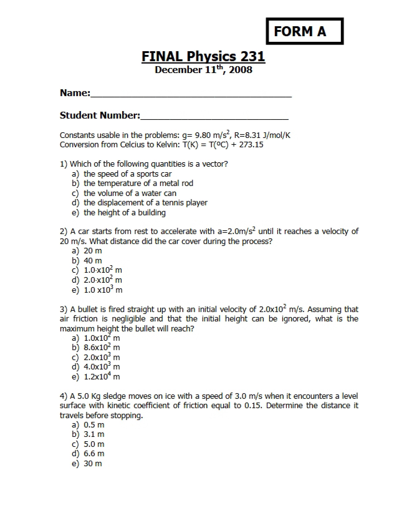 Final Physics Exam
