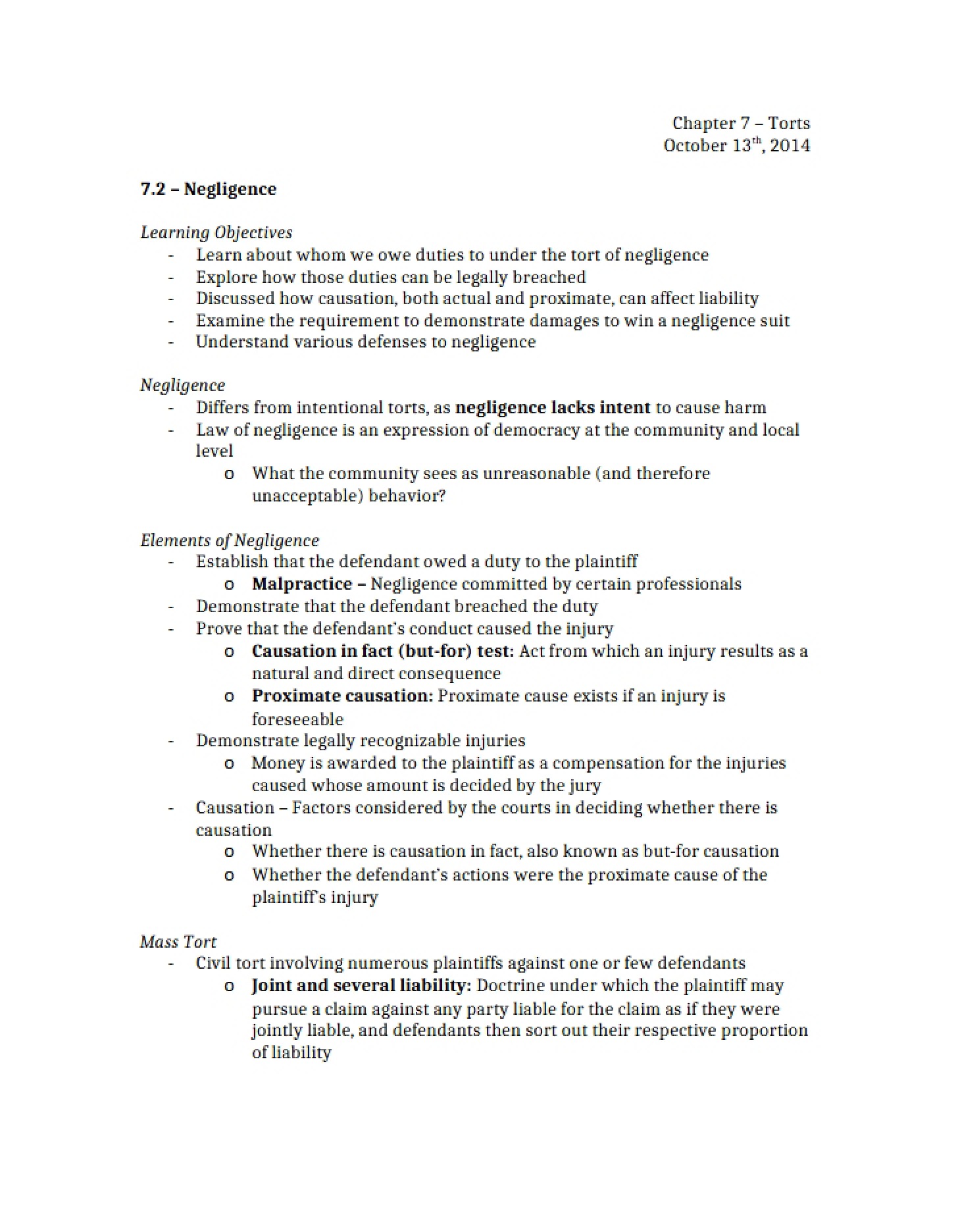 Law of Negligence
