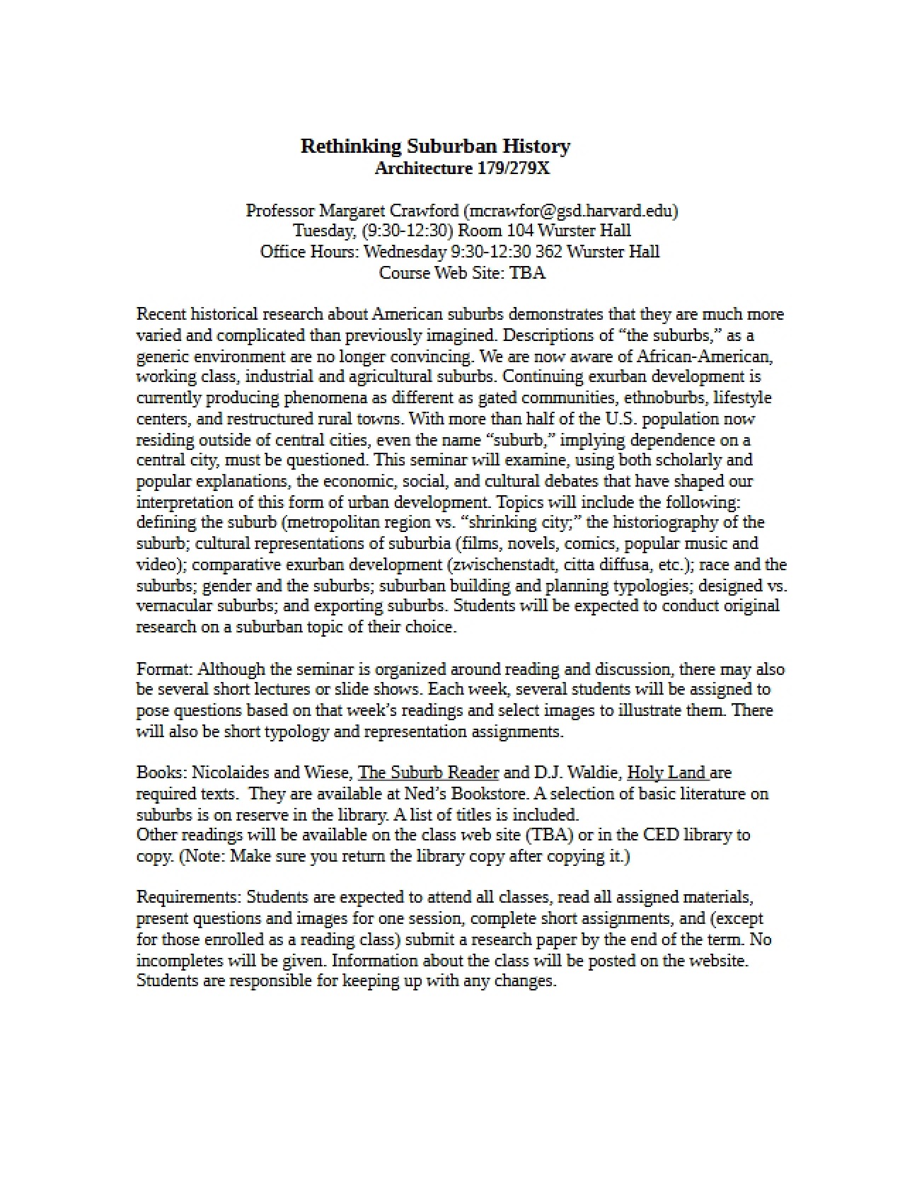 Syllabus for History of Architecture Topics