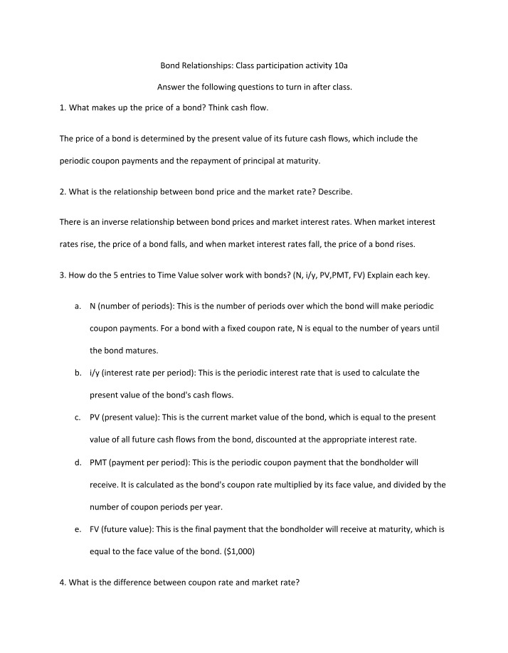 Class Participation Activity 10a - Bond Relationships