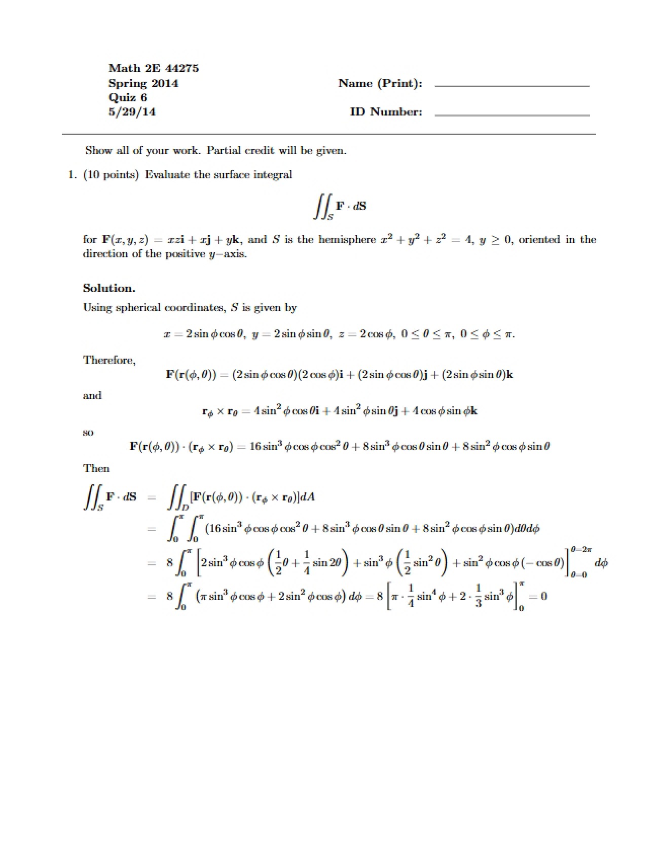 Sixth Quiz