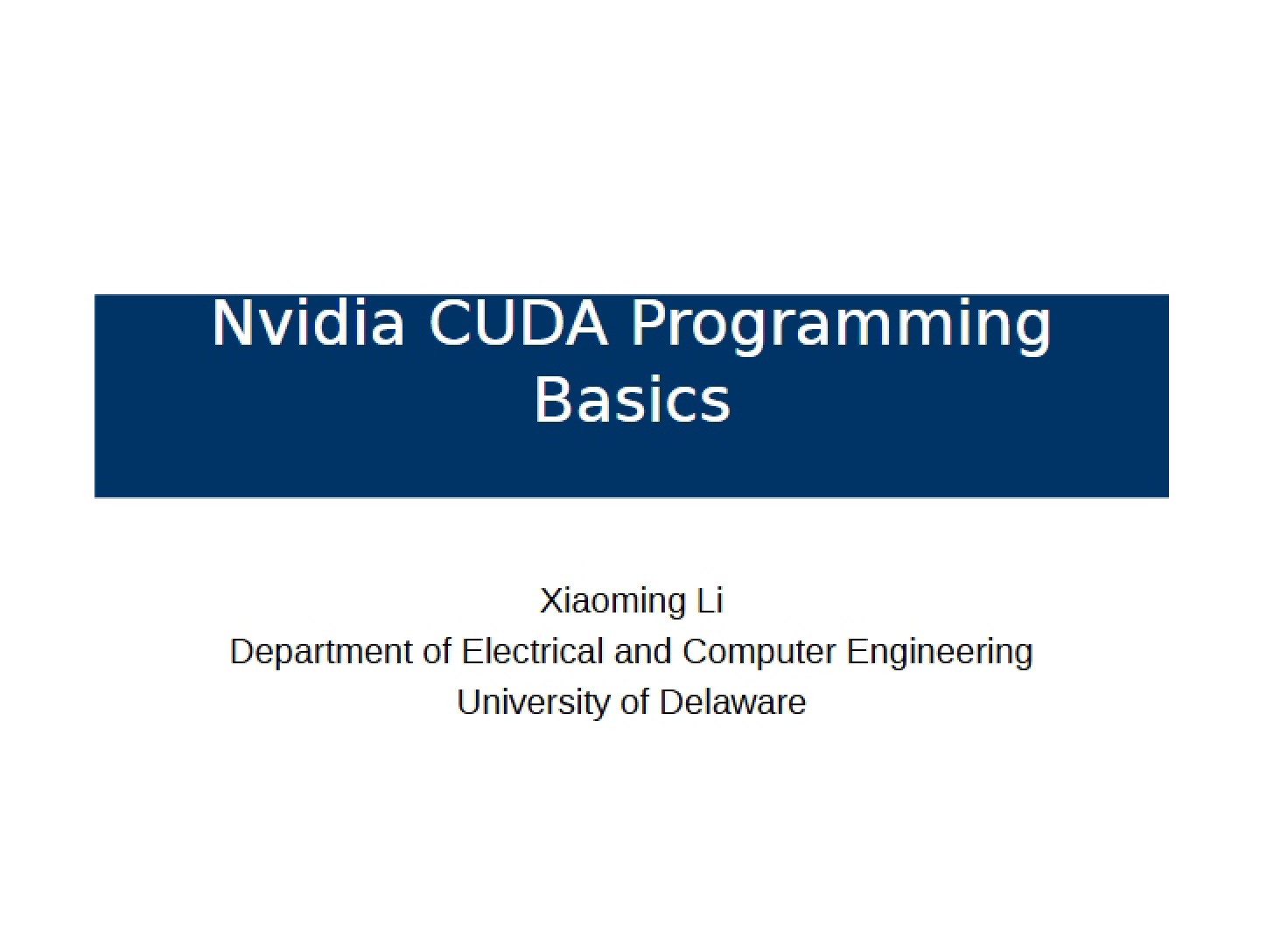 Basic CUDA Programming (Nvidia)