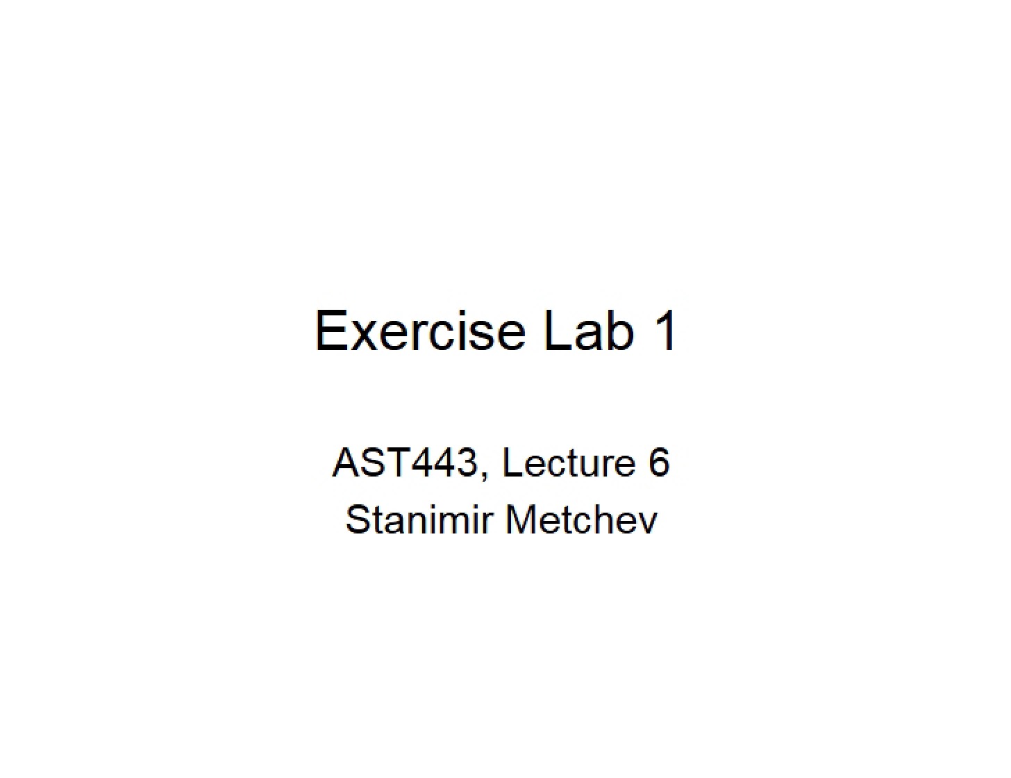 Lab Exercise One