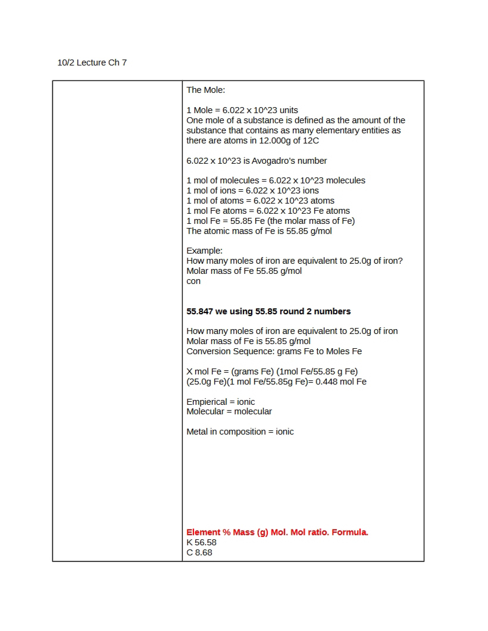 Chapter 7 Chemistry Lecture