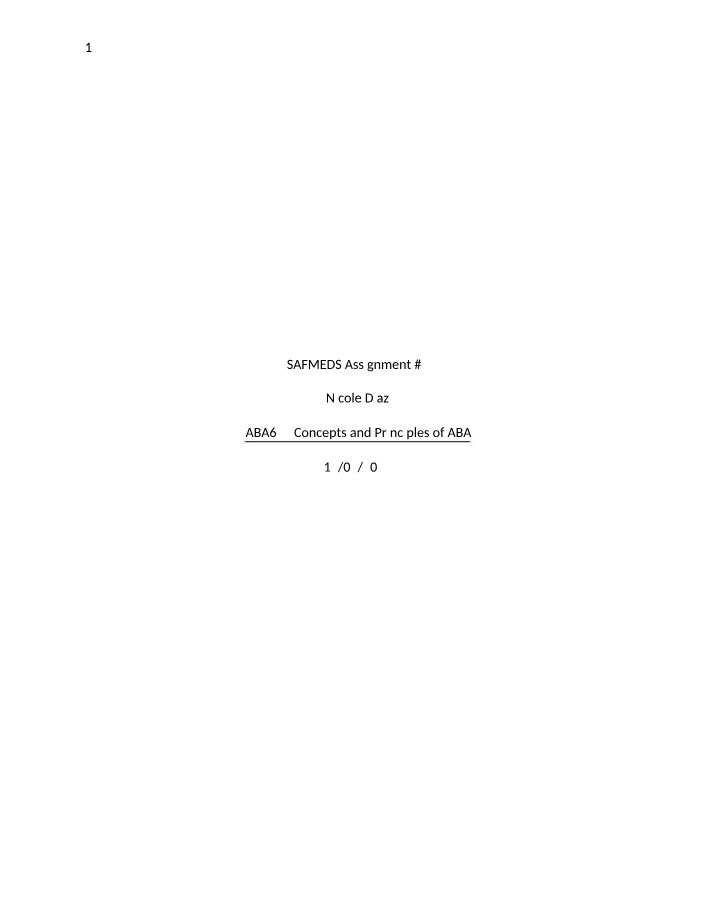 Assignment #2 - SAFMEDS