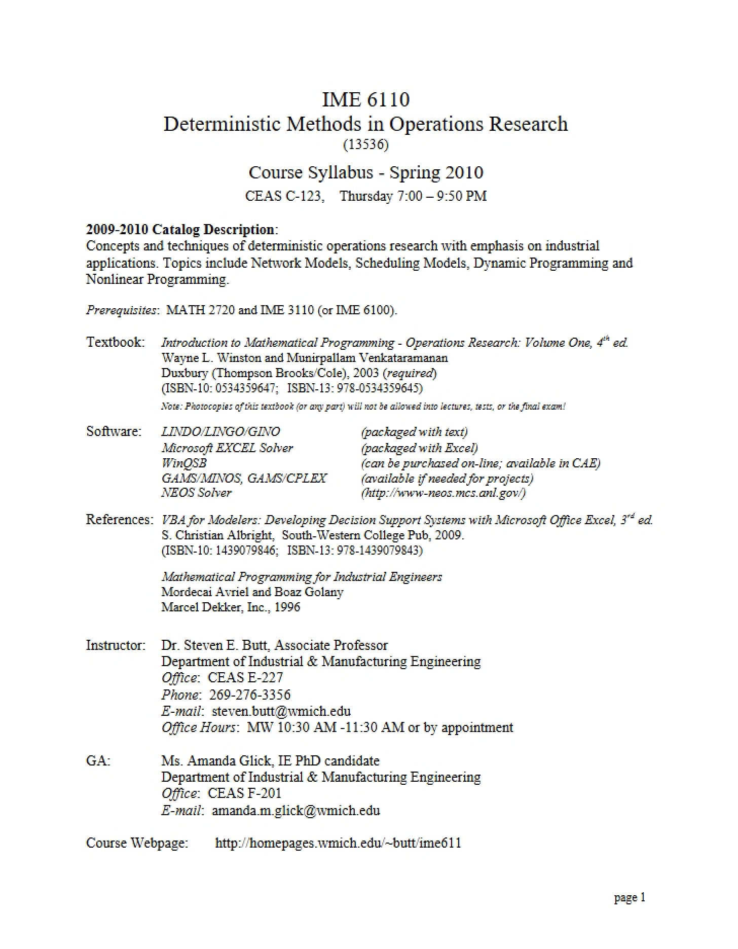 Class Syllabus