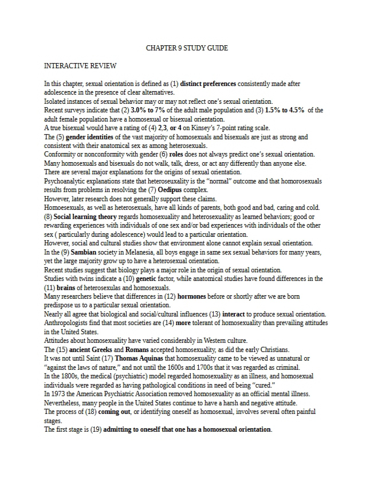 Guide to Studying Chapter Nine