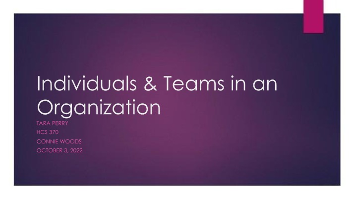 Teams and Individuals in an Organization