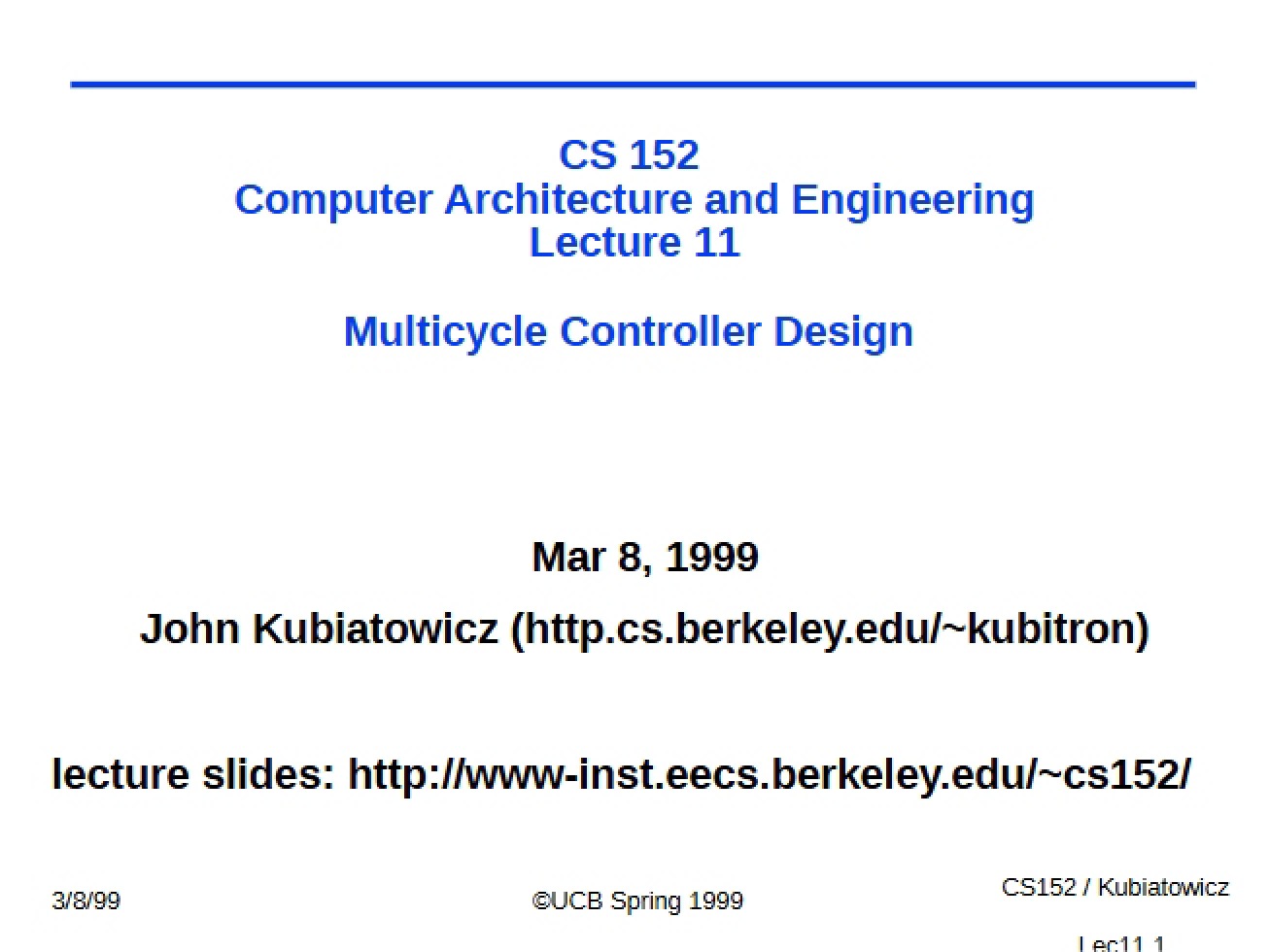 Multicycle Controller Design (Lecture 11)