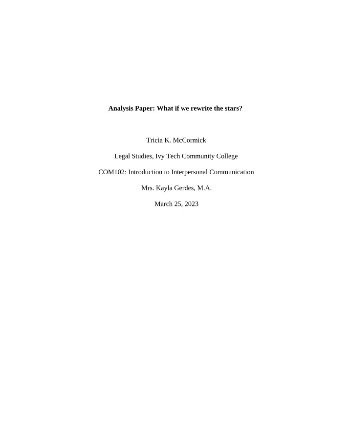 What If We Rewrite the Stars - Analysis Paper