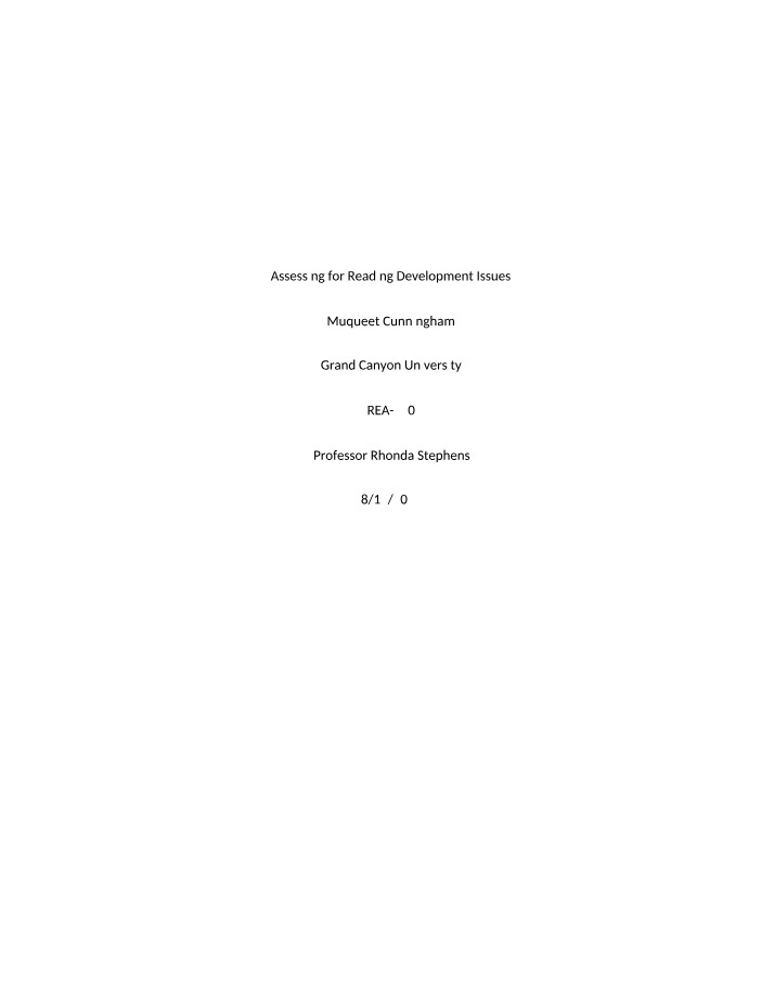 Assessing Issues in Reading Development