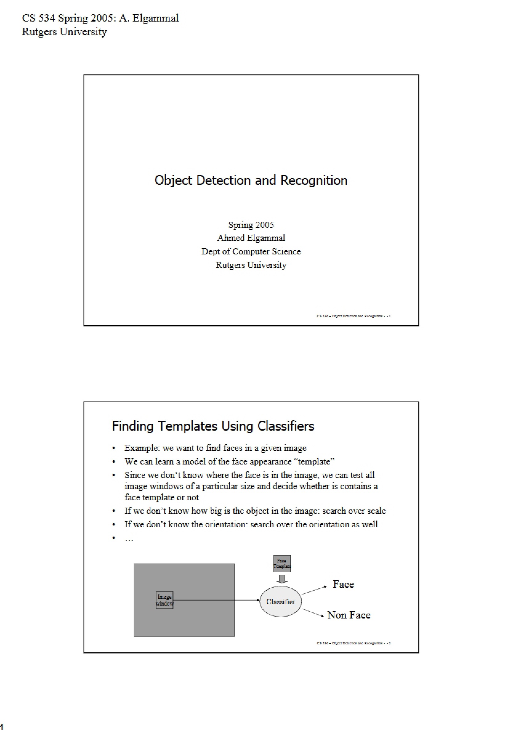 Recognition and Detection of Objects
