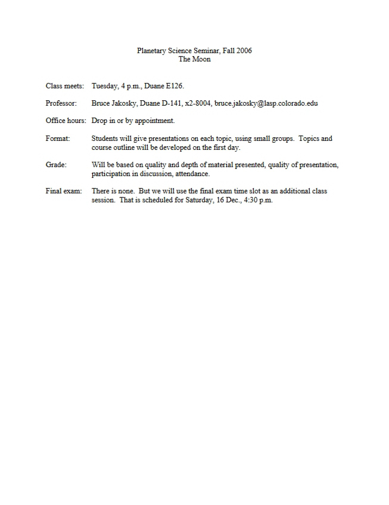 Syllabus and Overview
