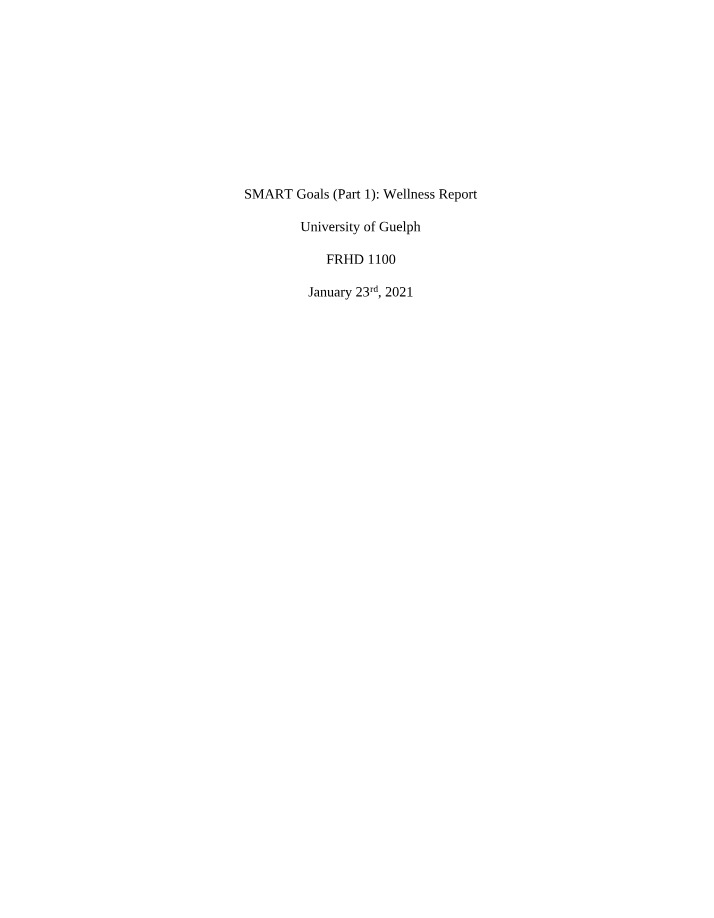 Wellness Report - SMART Goals Part 1