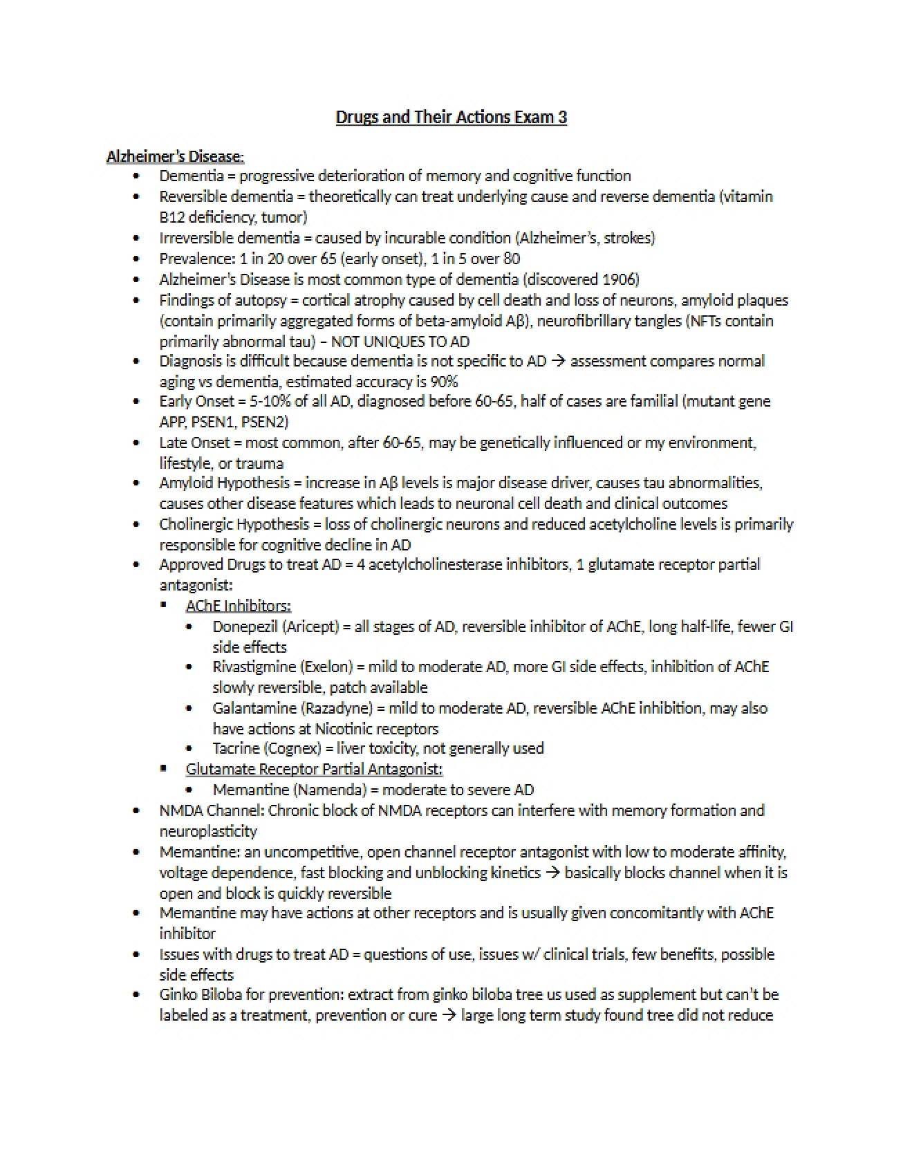 Preparation for Drugs and Actions Exam 3