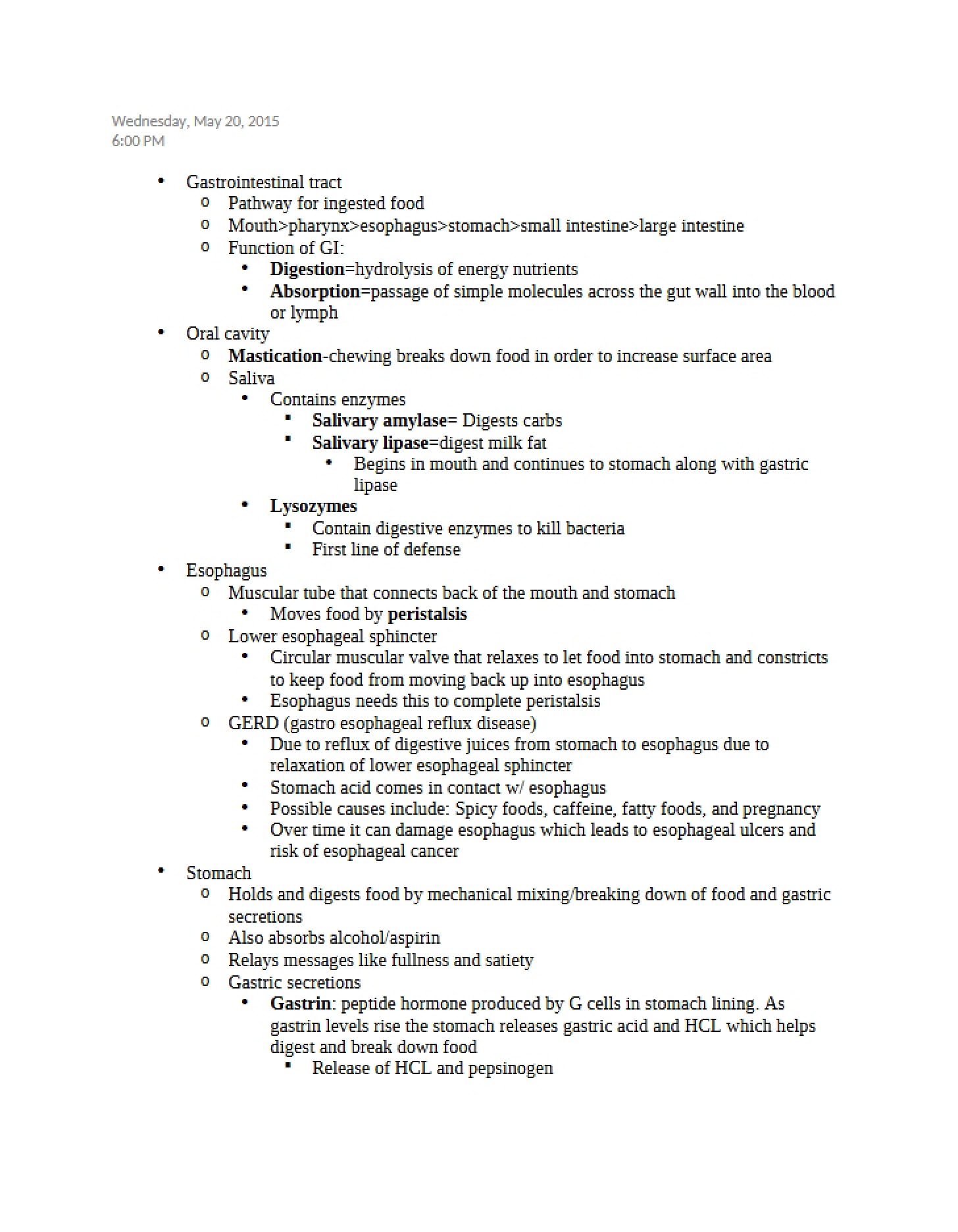 Digestive System Physiology