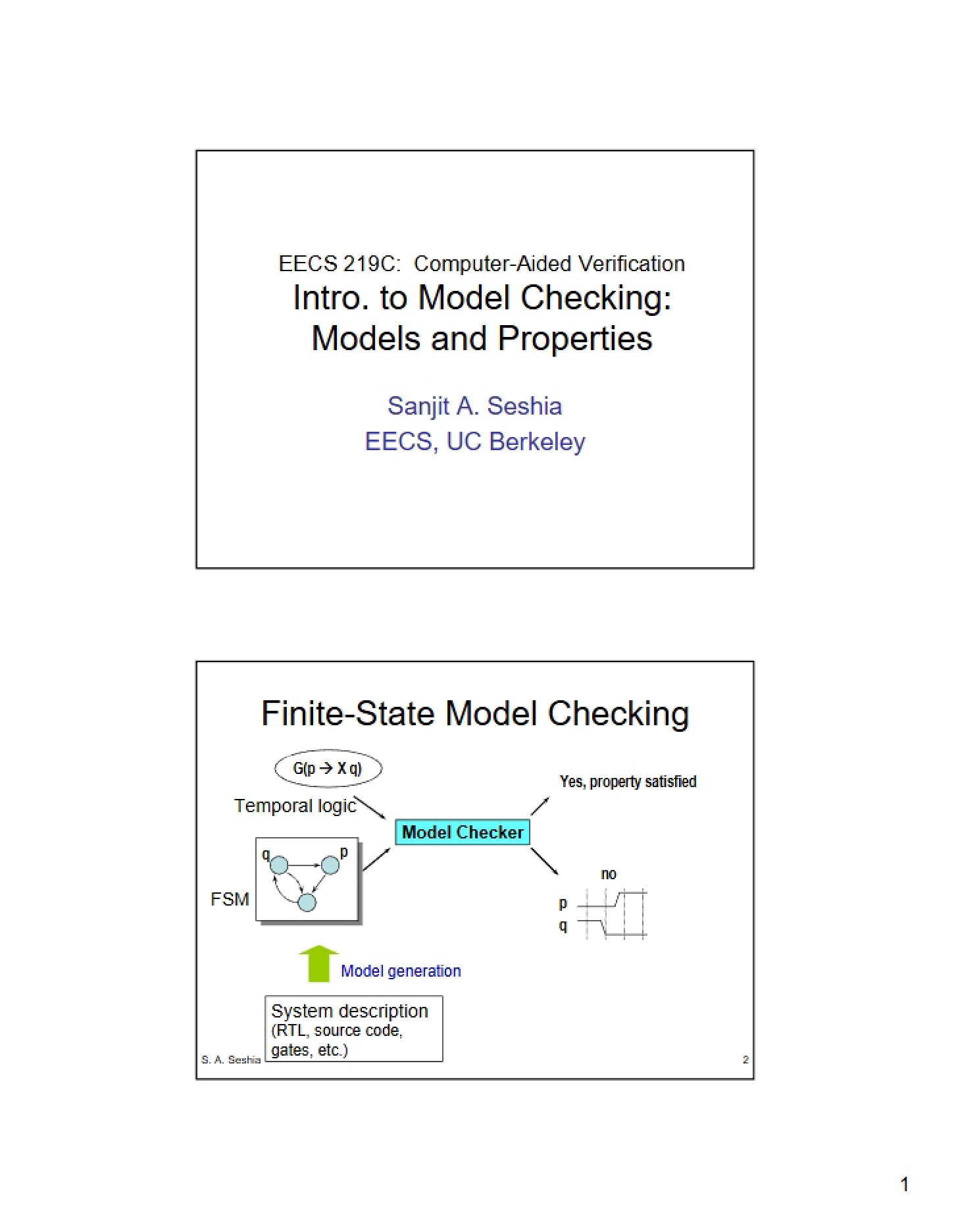 Models and Properties Intro to Model Checking