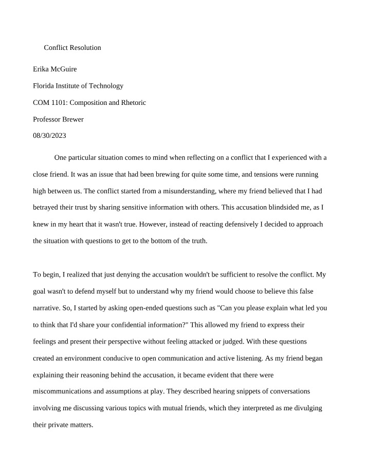 Conflict Resolution Essay Final