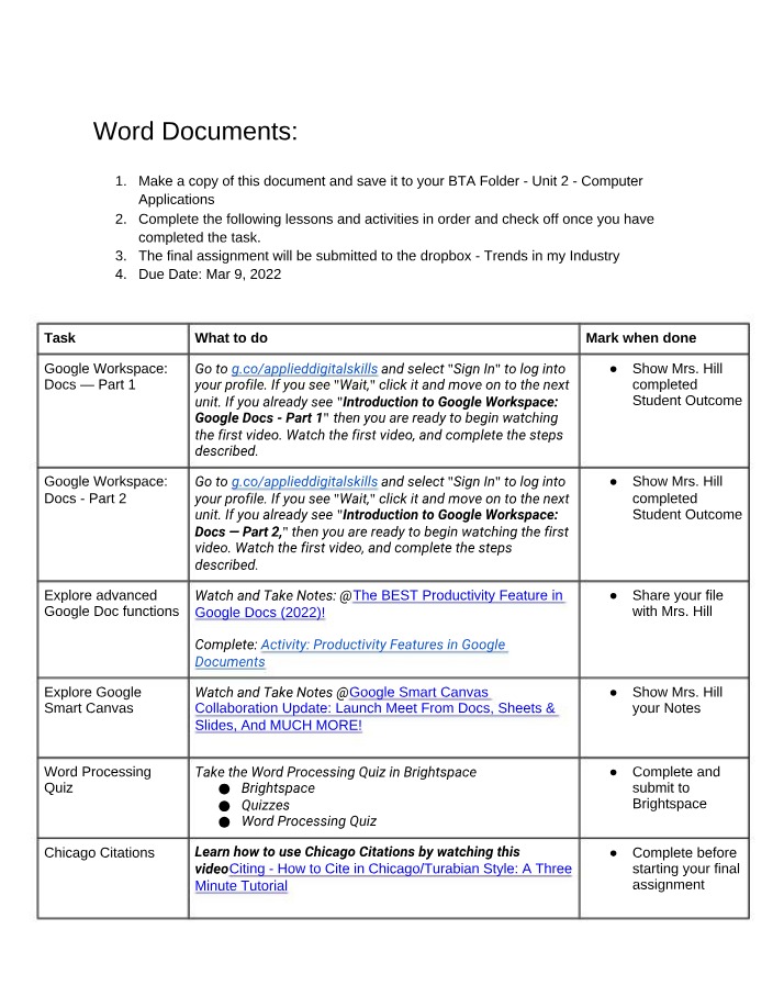Google Workspace Docs - Training and Productivity Learning