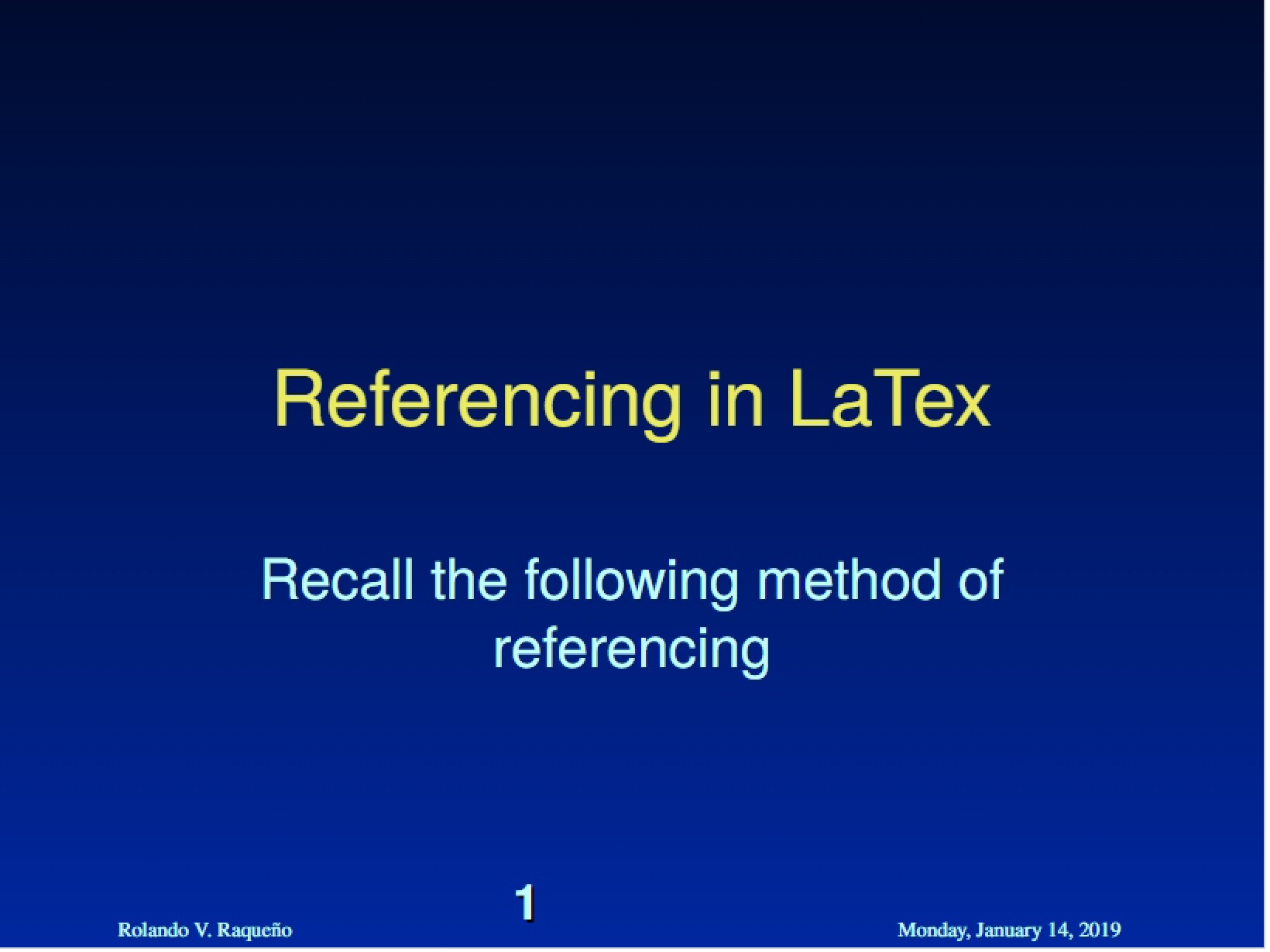 Referencing Method Recap