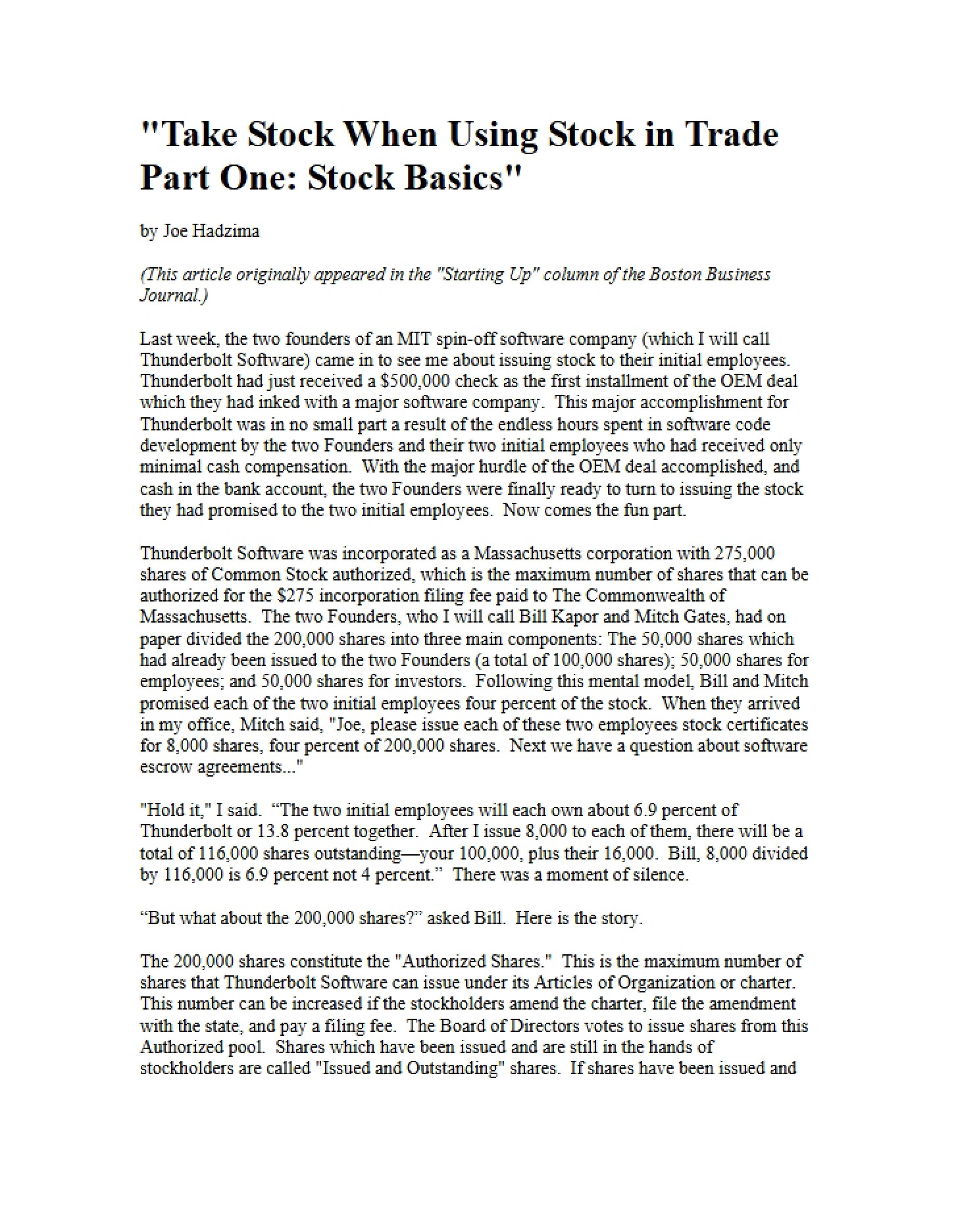 Basics of Stock