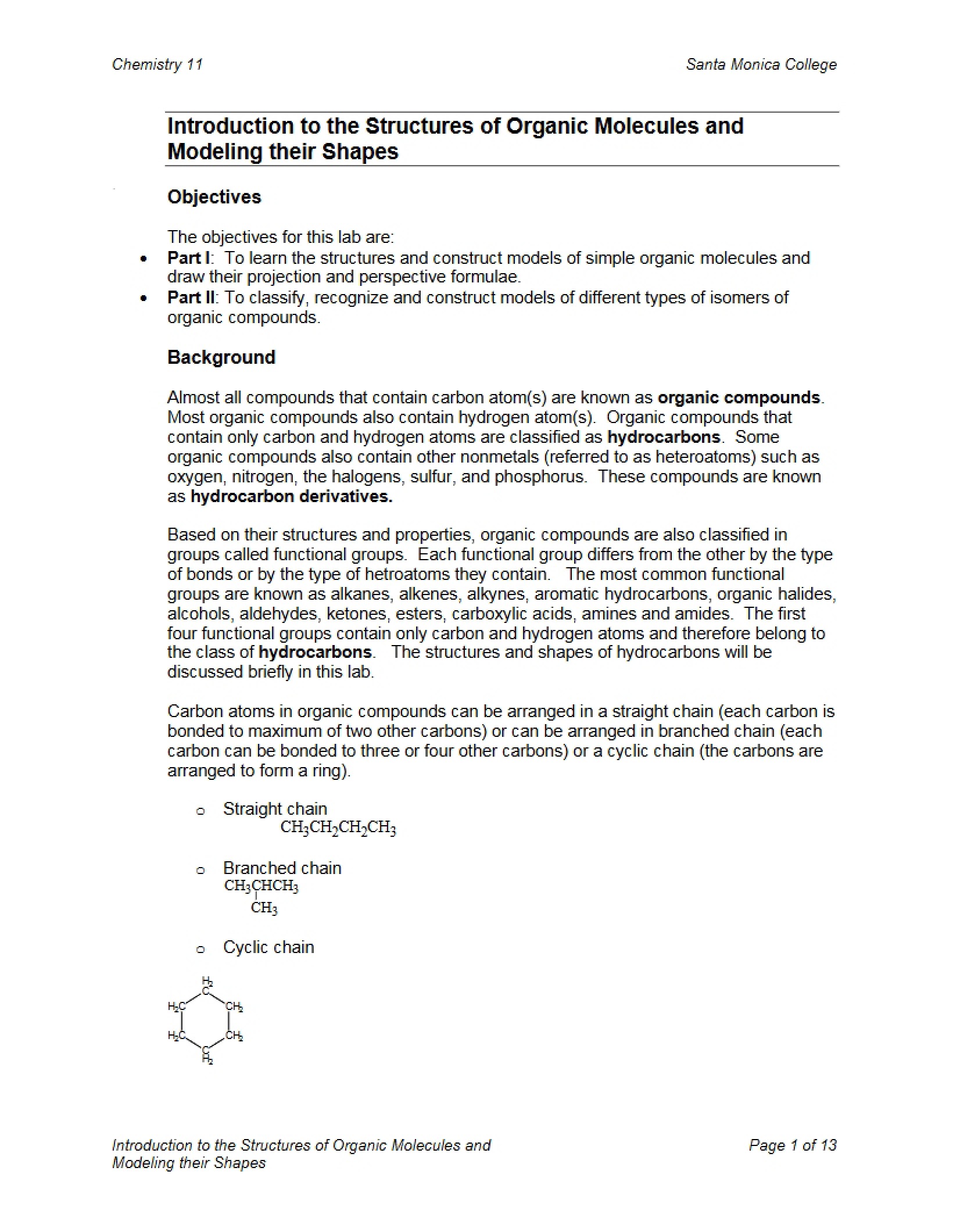 Modeling Shapes of Organic Molecules