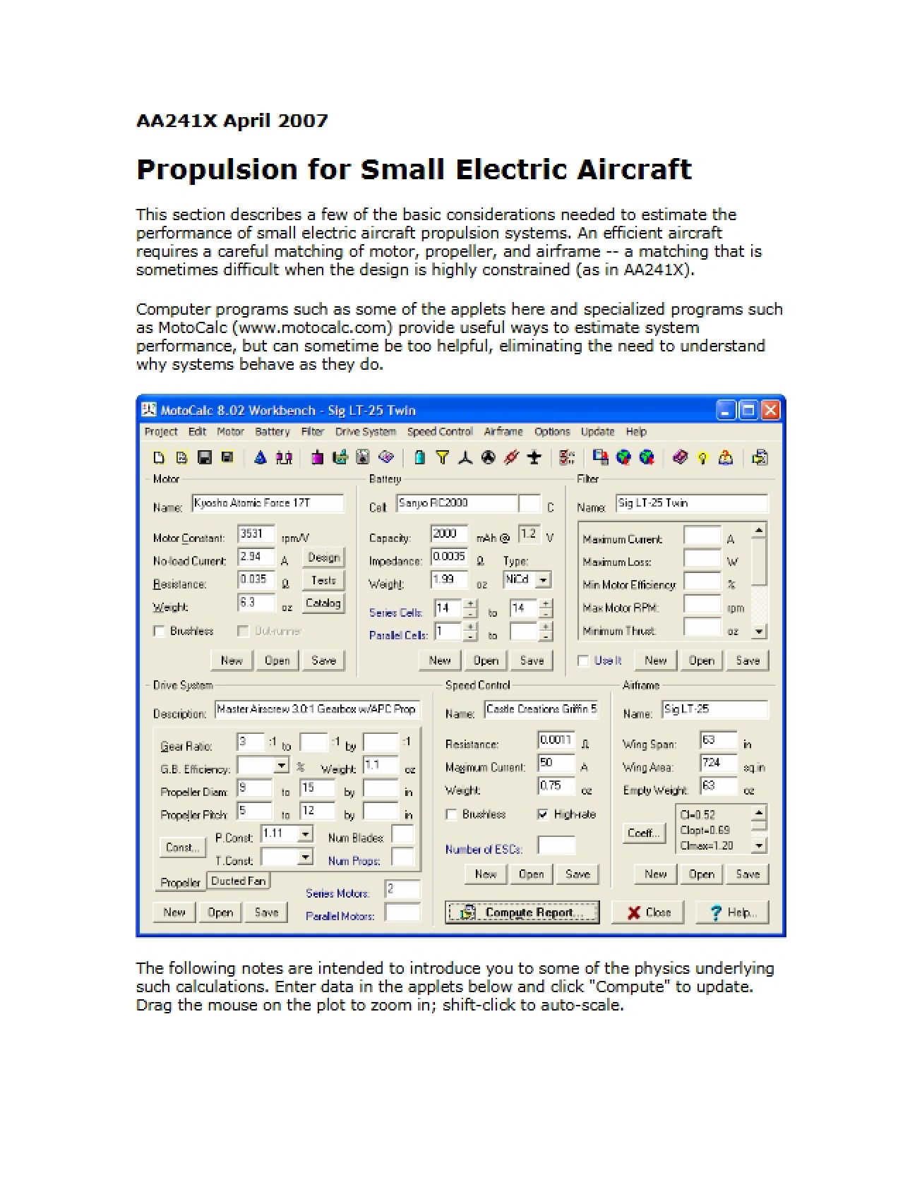 Handouts Propulsion for Small Electric Aircraft