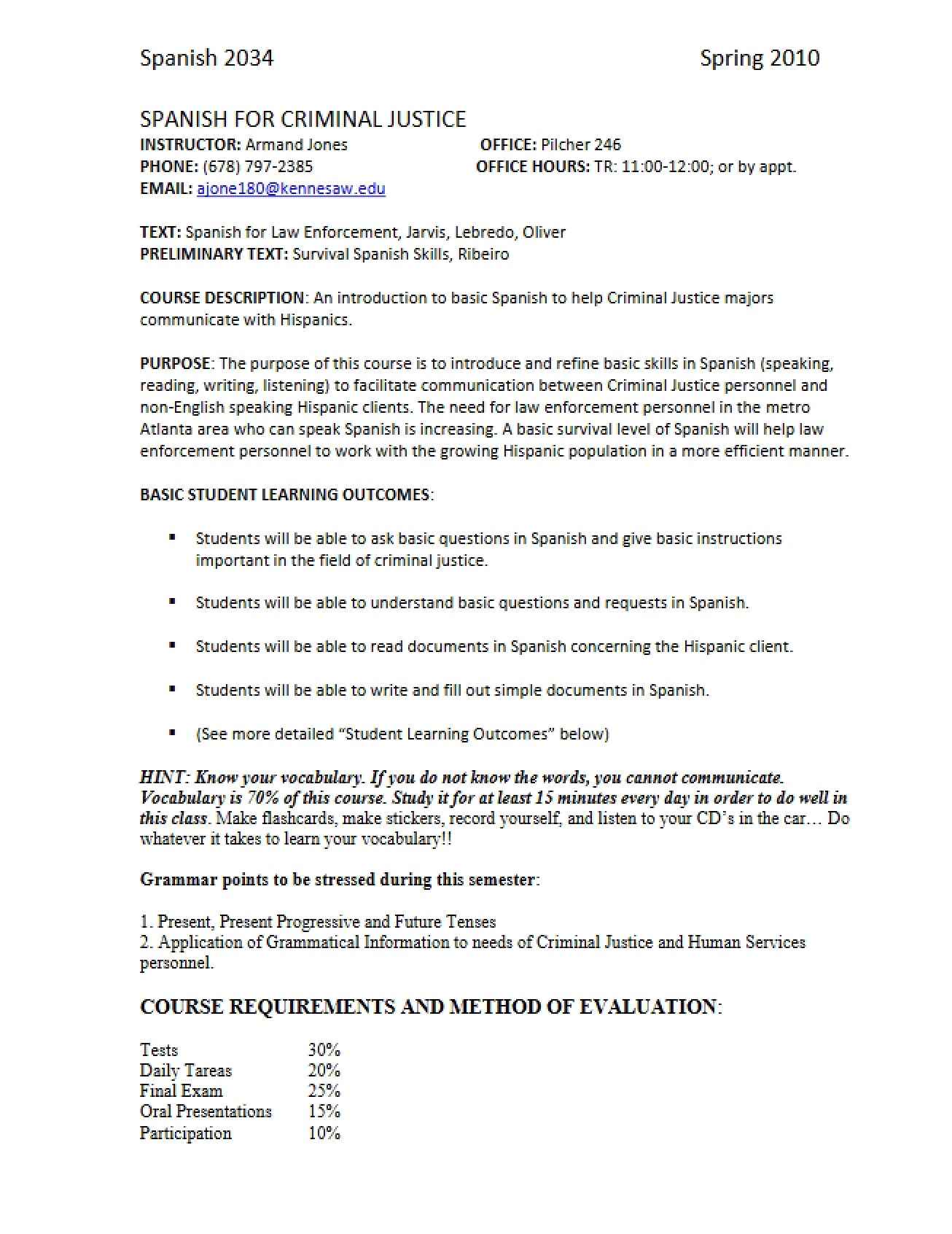 Academic Plan for SPAN 2034 Hybrid
