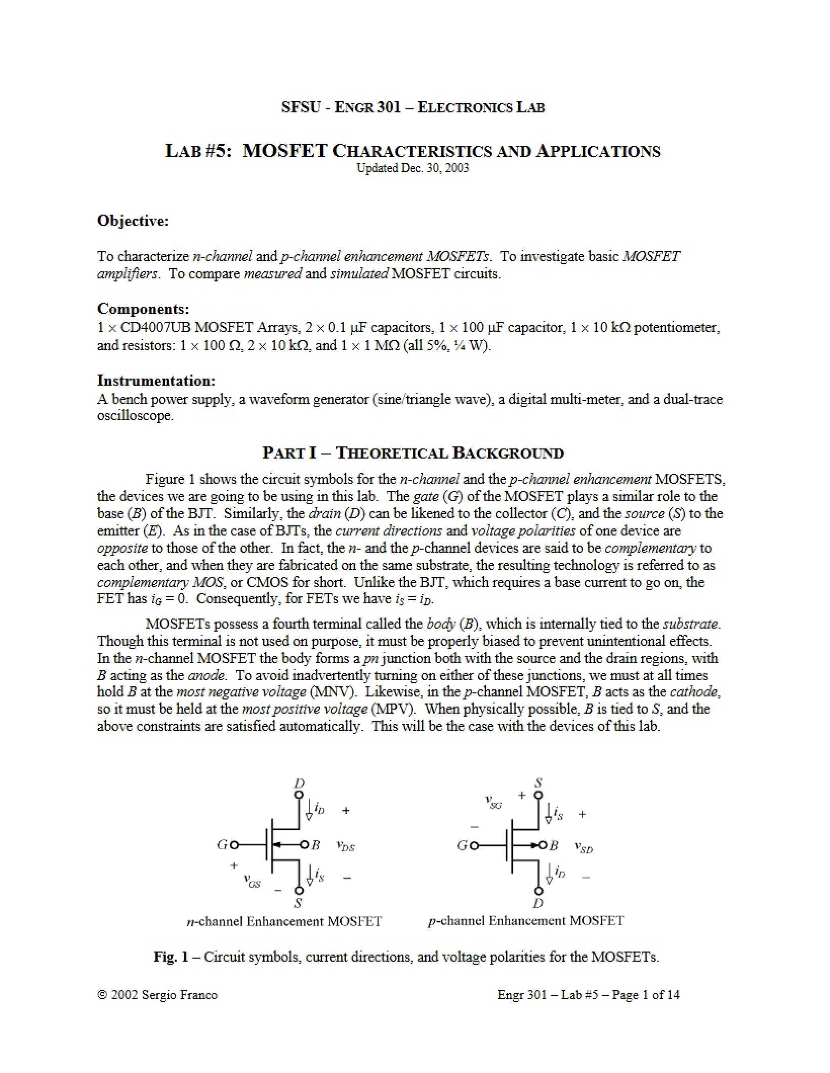 Lab 5 Applications and Characteristics of MOSFET