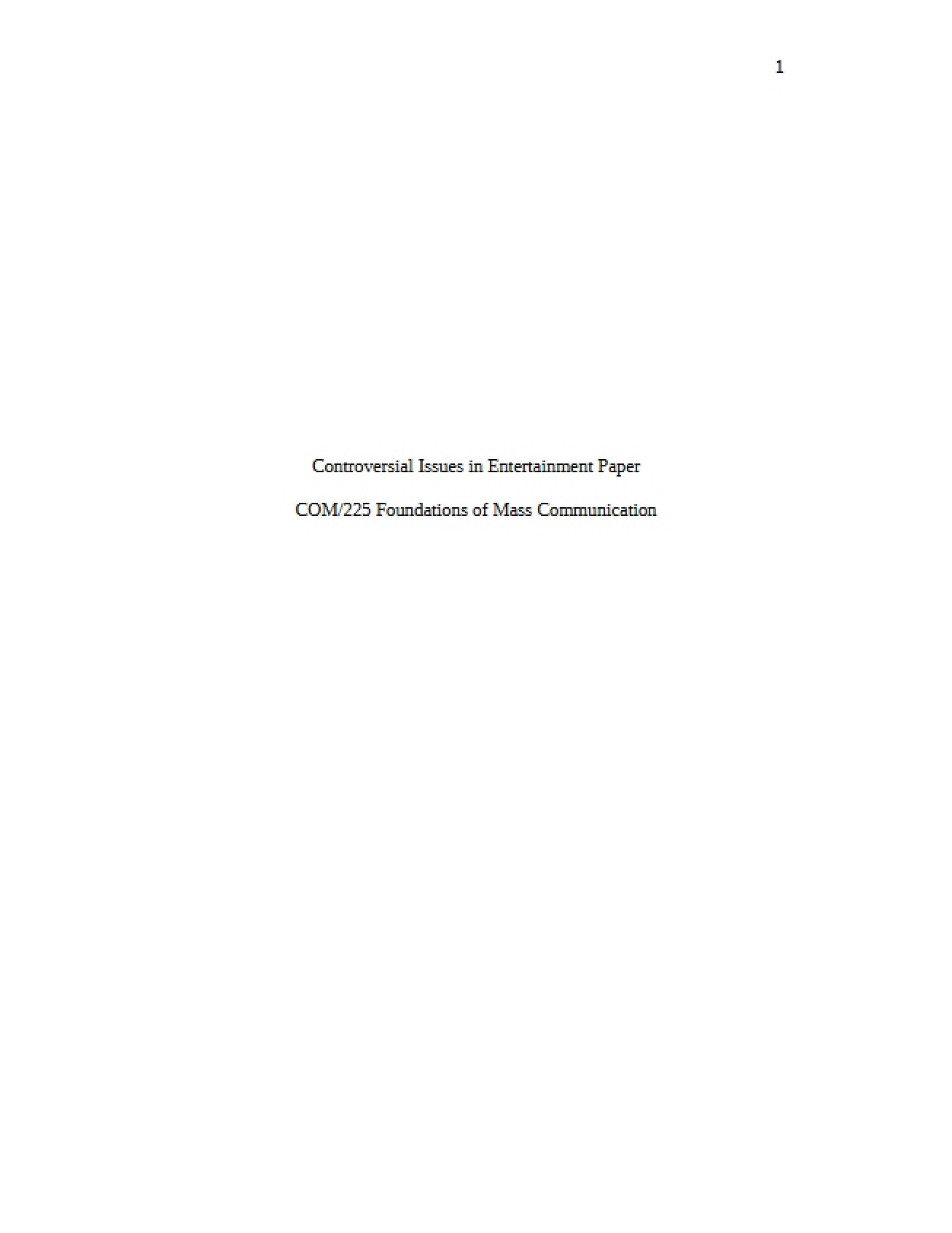 Paper on Entertainment Controversies