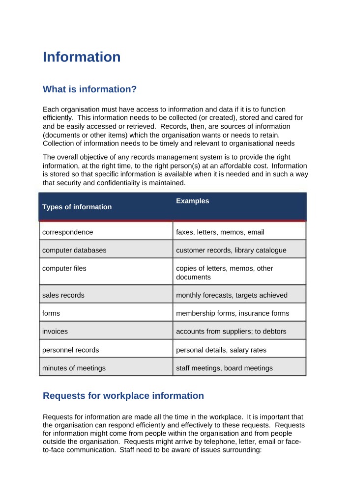 Collecting, Storing, and Accessing Records - Effective Management