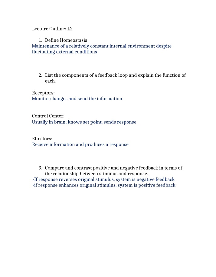 Homeostasis Components, Feedback, and Examples