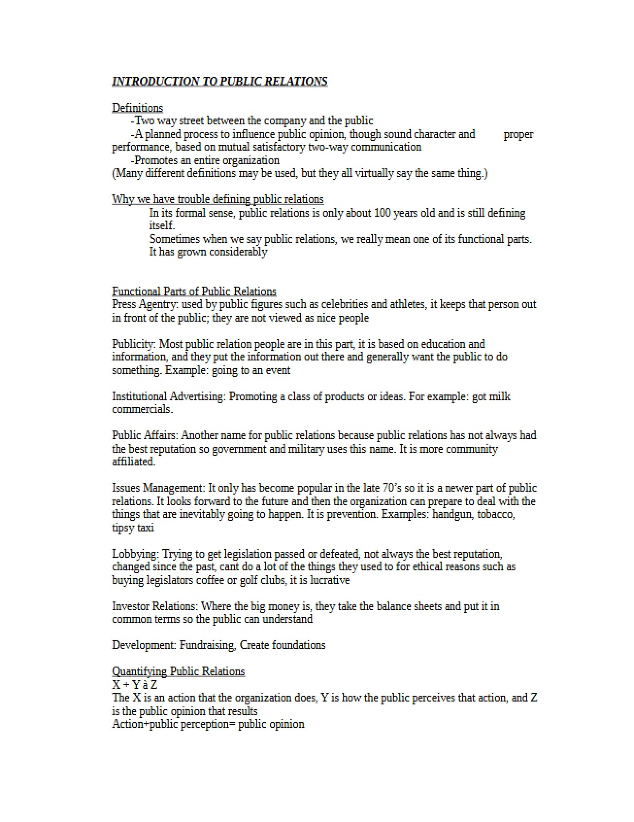 Basics of Public Relations