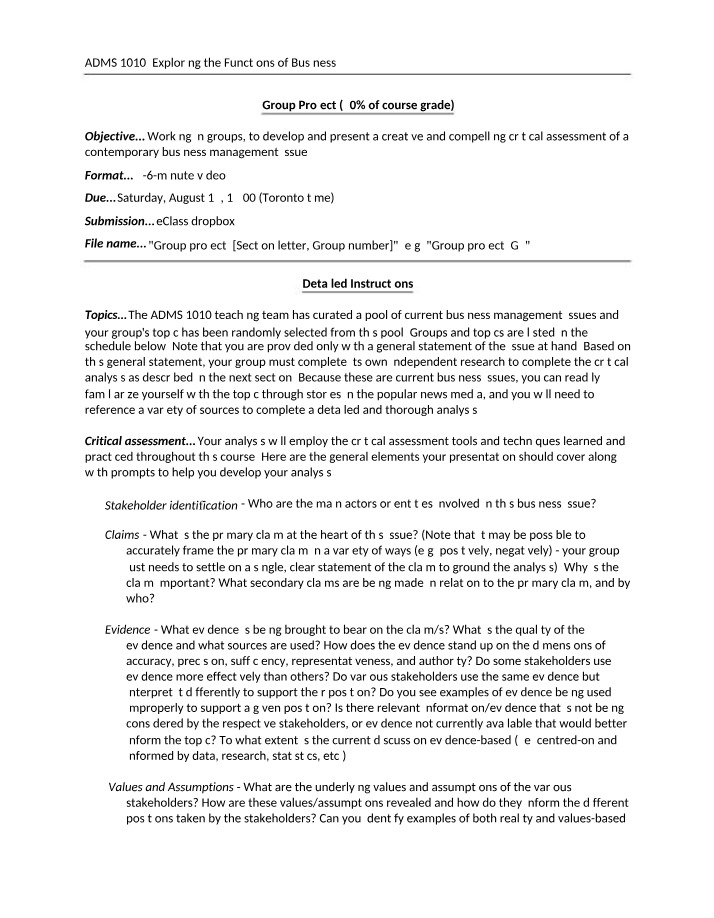ADMS1010 - Group Project Guidelines