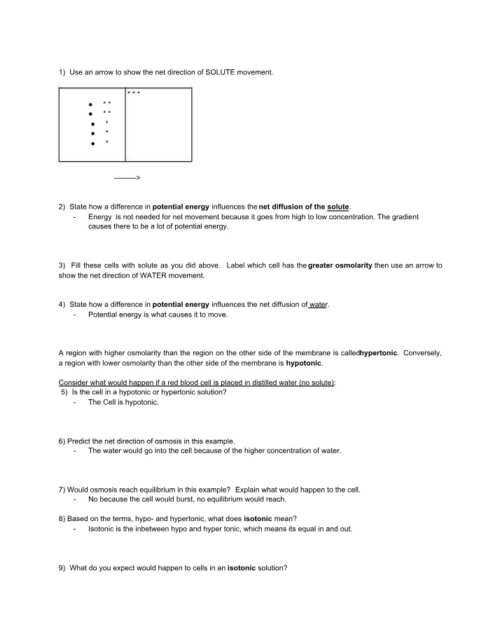 Diffusion and Osmosis - Solute and Water Movement