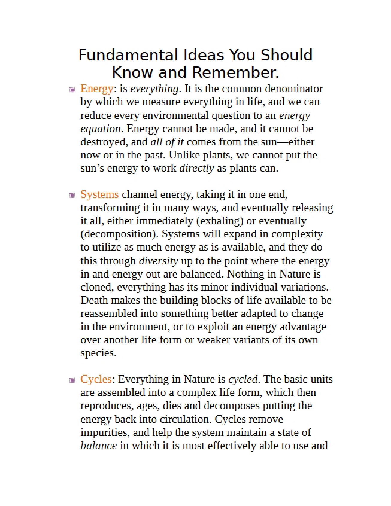 Key Ideas to Remember