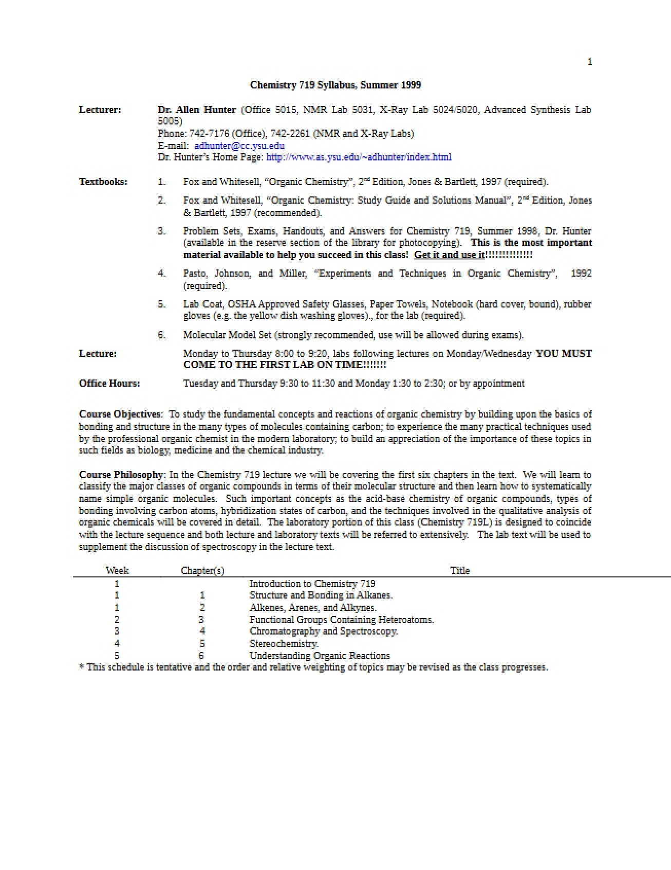 Class Outline and Policies