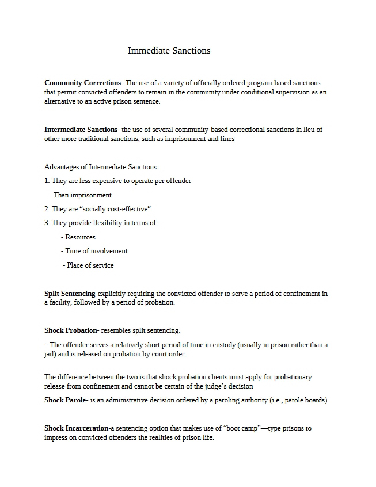 Sanctions for Immediate Use