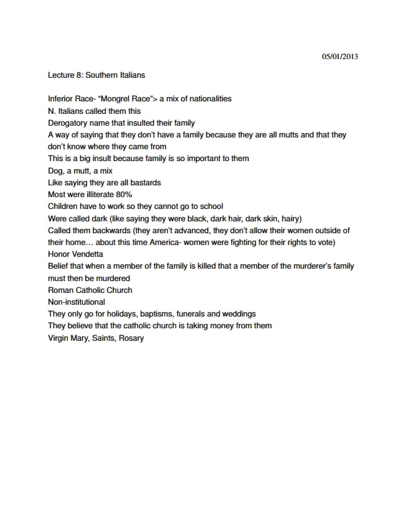 Lecture Eight Southern Italians