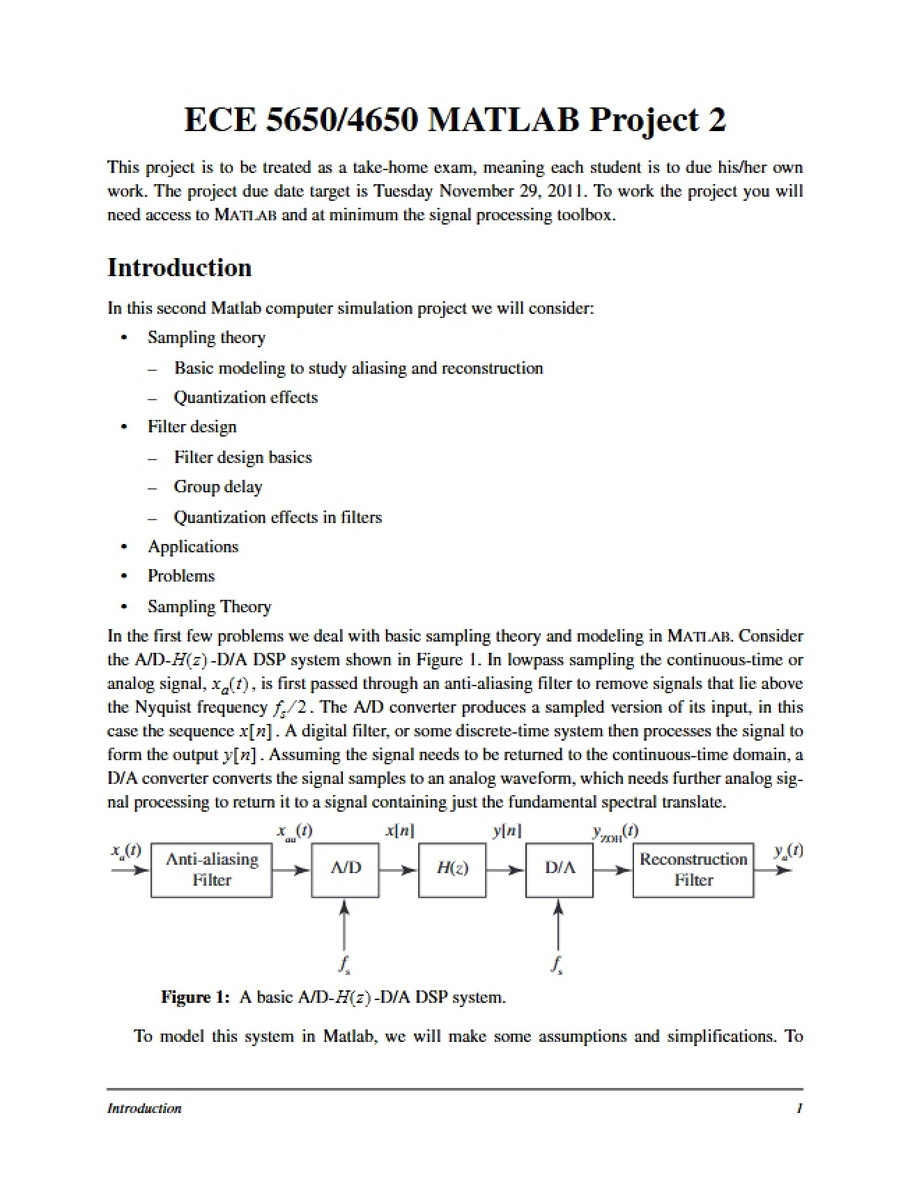 MATLAB Project 2 - ECE 5650