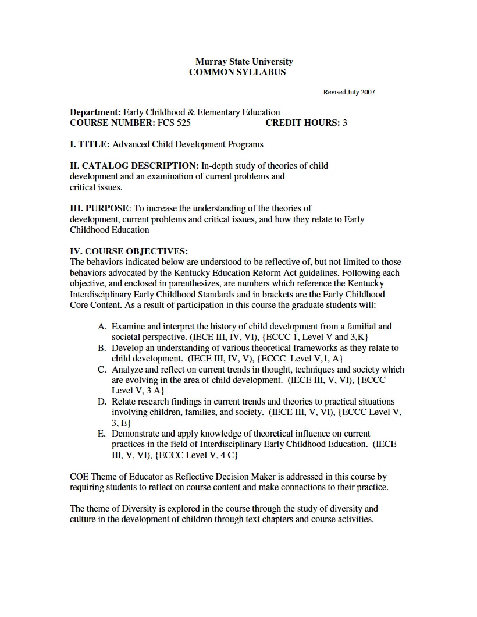 Syllabus - 3 Pages