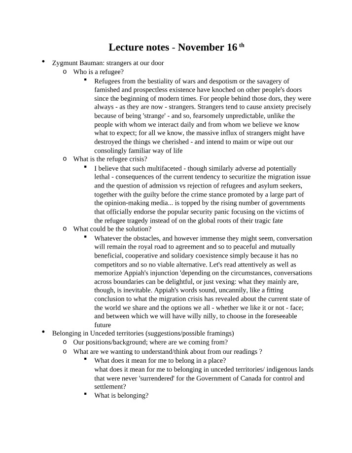 November 16th Lecture Notes