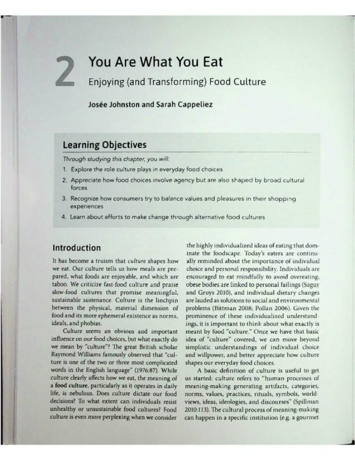 You Are What You Eat - Critical Perspectives in Food Studies