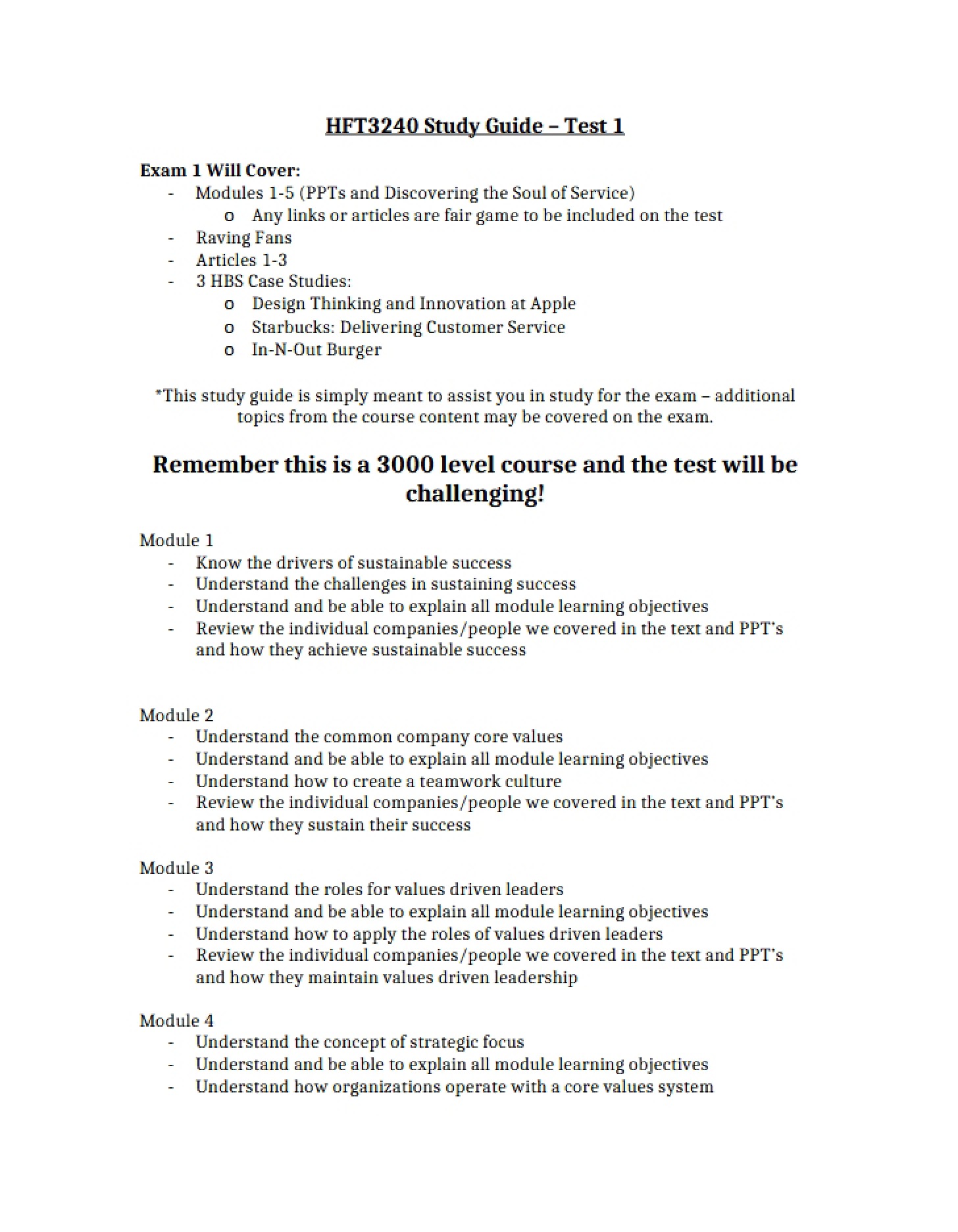 Preparation Resource for the First Test