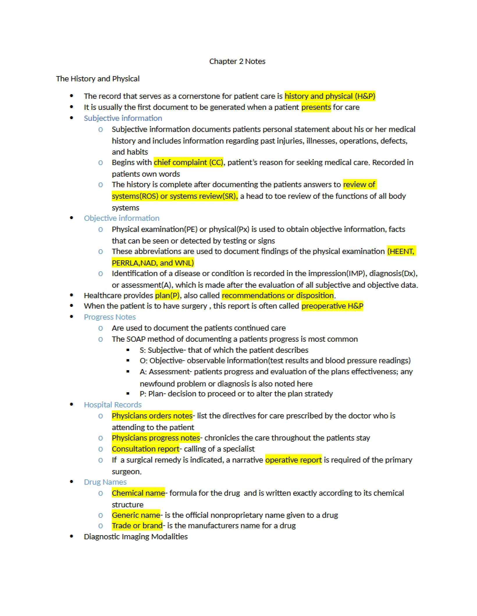 Notes for Second Chapter