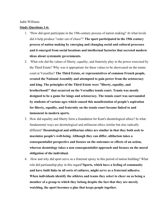 Sport, National Identity, and Deontological Ethics