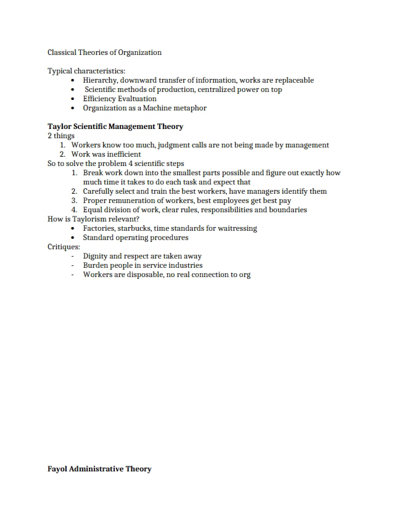 Organization Theory Classical Perspectives