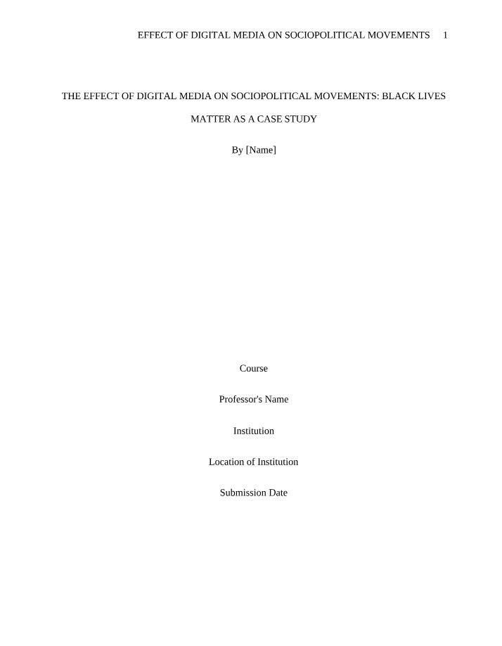 Digital Media Effect on Sociopolitical Movements